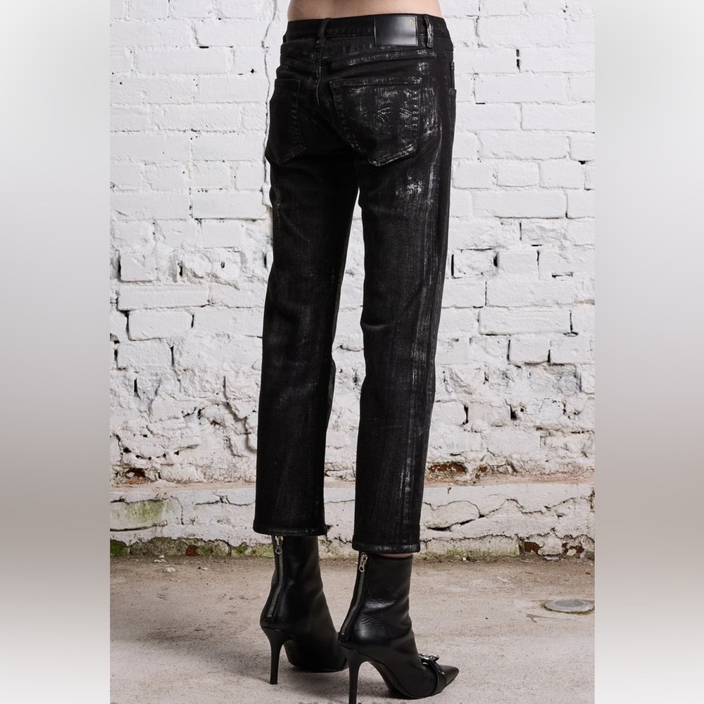 R13 Boy Straight- Silvered Black Stretch Sz 27 - Picture 5 of 9